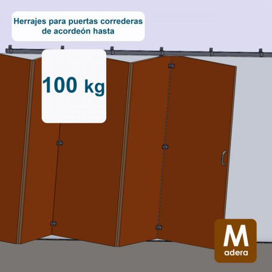 Herrajes puertas acordeón hasta 100 Kg