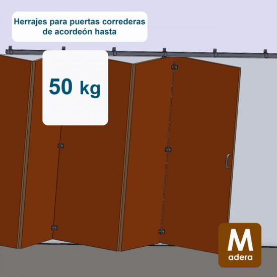 Herrajes puertas acordeón hasta 50 Kg