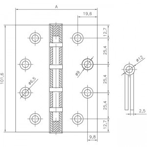 520SS y 525SS Bisagra Inox Axial 100x2,5 M