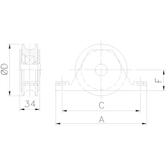 polea canal 20 mm u encastrar cod 159