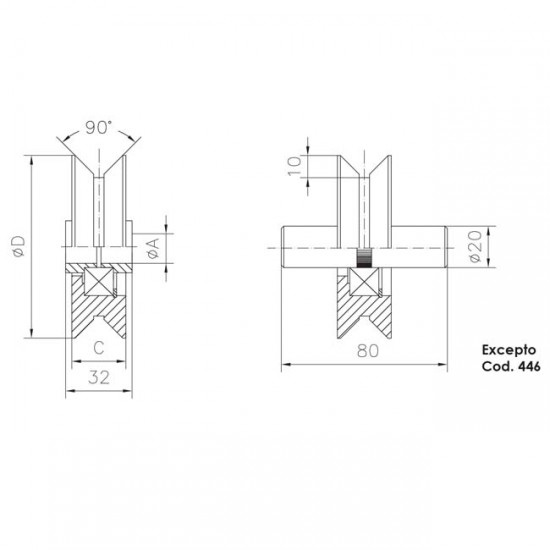 rueda puerta corredera V