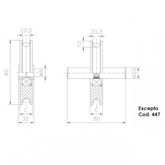 ruedas puertas correderas 20 mm U