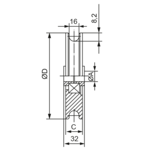 Rueda para puerta corredera, con doble rodamiento, 20,5 mm AUMON