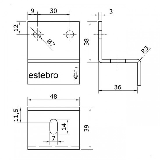 abarazadera riel puerta corredera u30