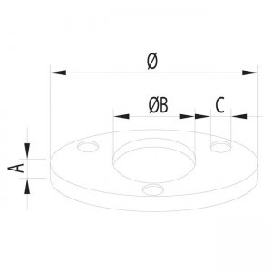 Dibujo técnico base 3 agujeros