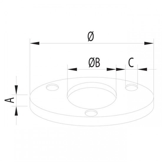 Dibujo técnico base 3 agujeros