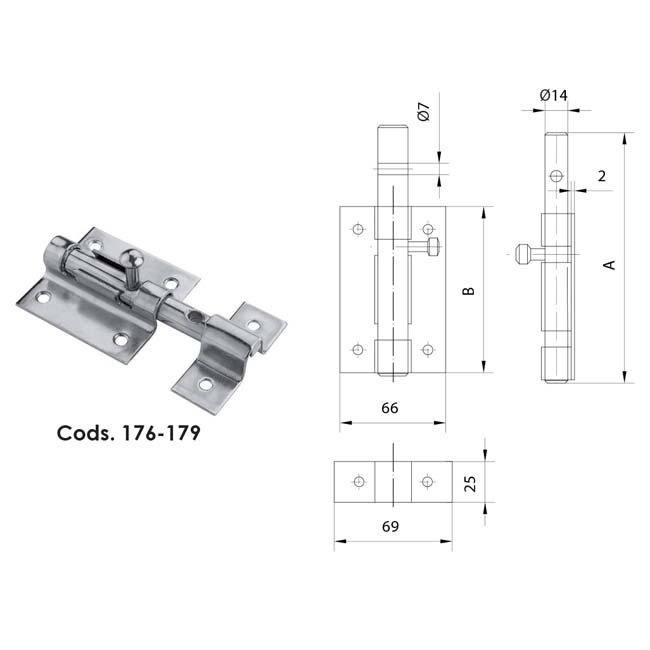 Herrajes para puertas: Cerrojo de atornillar