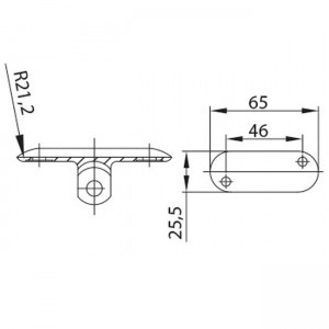 Dibujo técnico Chapa superior soporte tubo curva