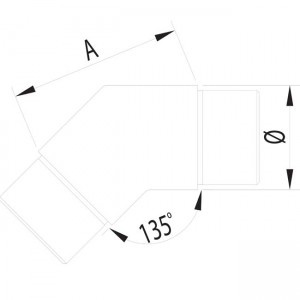 Dibujo técnico codo angulo 135º