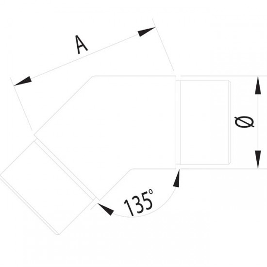 Dibujo técnico codo angulo 135º