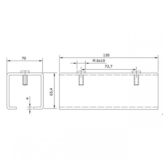 Dibujo técnico empalme raíl U-60