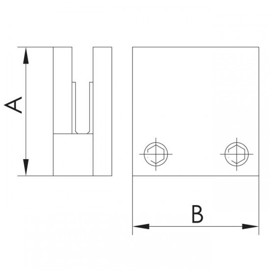 dibujo técnico pinza vidrio cuadrada plana