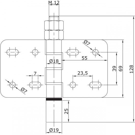 Dibujo técnico Guiador inferior atornillar central U-19