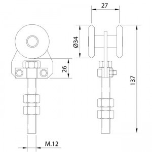 Dibujo técnico Rollapar simple U-40 nylon corto