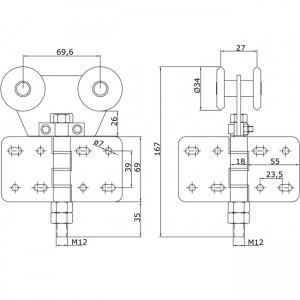 Dibujo técnico Rollapar doble U-40 nylon atronillar central