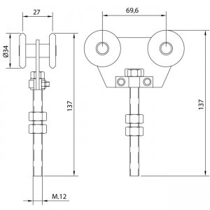 Dibujo técnico Rollapar doble U-40 nylon corto