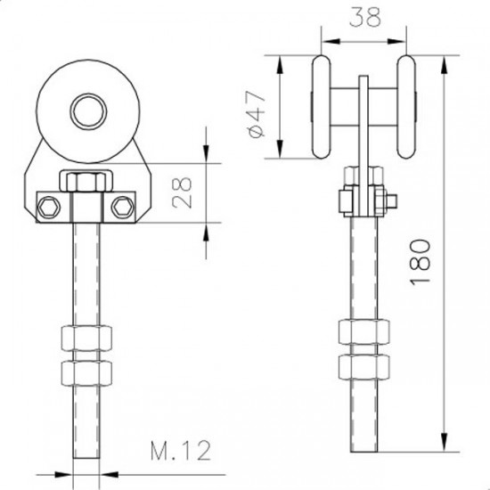 Detalle técnico Rollapar simple U-60 acero