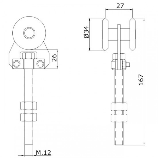Dibujo técnico rollapar simple U-40 acero
