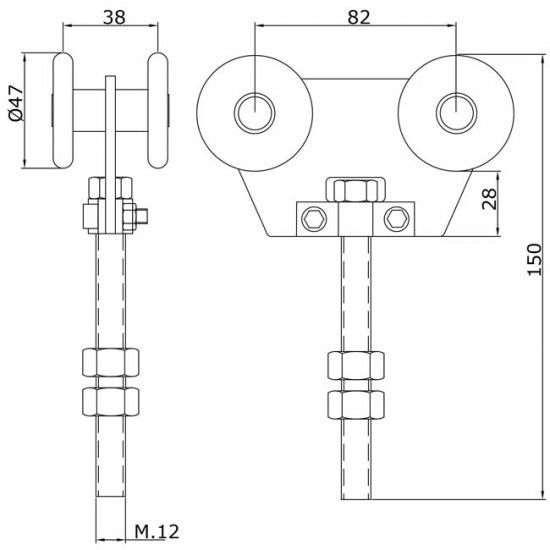 Detalle técnico Rollapar doble U-60 nylon corto