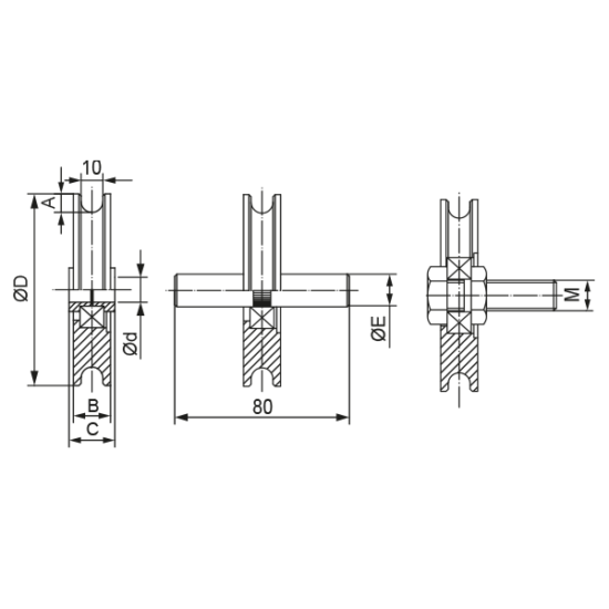 polea para puertas elevables