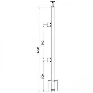 Dibujo técnico Poste arranque pared 2 grapas