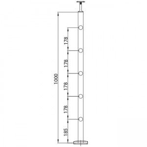 Dibujo técnico Poste 5 soportes varilla 12 mm