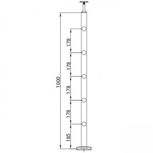 Dibujo técnico Poste 5 soportes varilla 12 mm