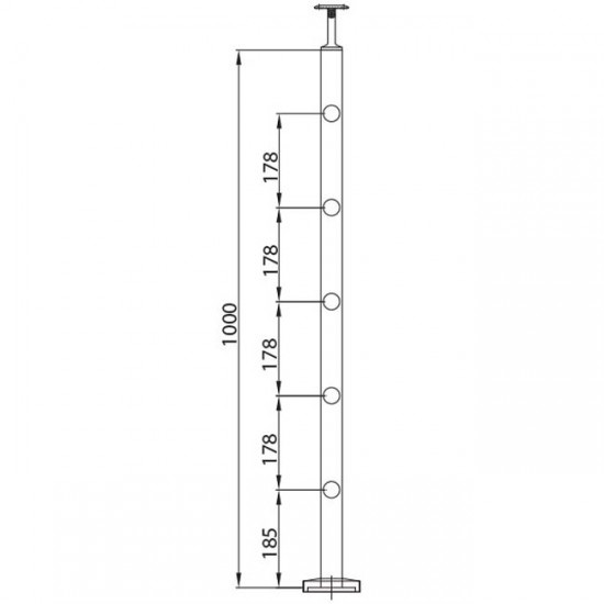 Dibujo técnico Poste 5 soportes varilla 12 mm