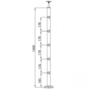 Dibujo técnico Poste 5 soportes pletina