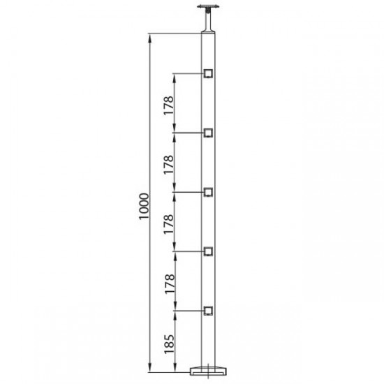 Dibujo técnico Poste 5 soportes pletina