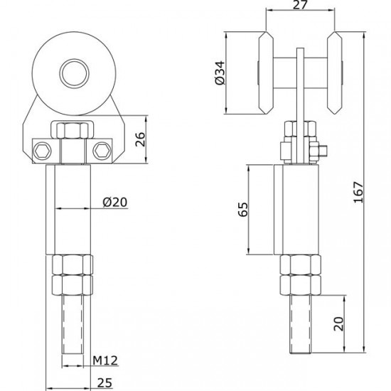 Dibujo técnico Rollapar simple U-40 soldar extremo INOX
