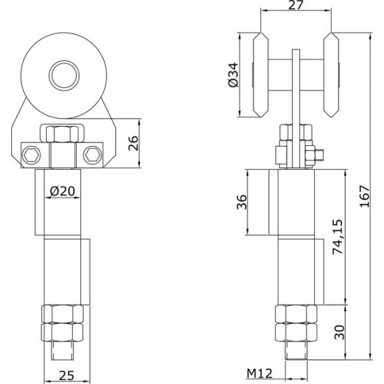 Dibujo técnico Rollapar simple U-40 soldar central