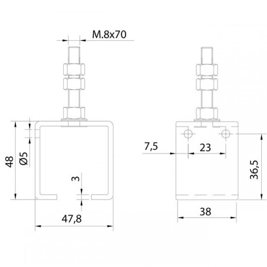 Abrazadera Rail U-40 Ajustable