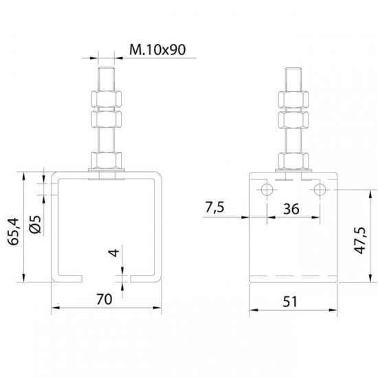 Abrazadera Rail U-60 Ajustable