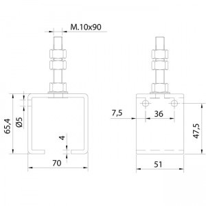 Abrazadera Rail U-60 Ajustable