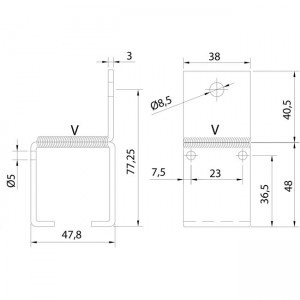 Abrazadera Rail U-40 Pared Soldada