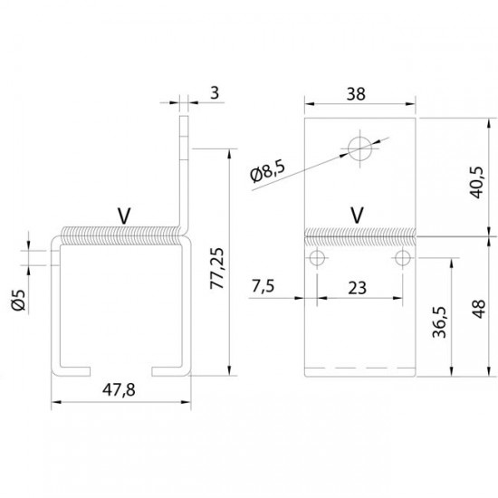 Abrazadera Rail U-40 Pared Soldada