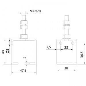 Abrazadera Rail U-40 Ajustable