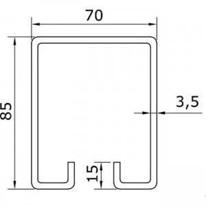 Dibujo técnico raíl superior U-70