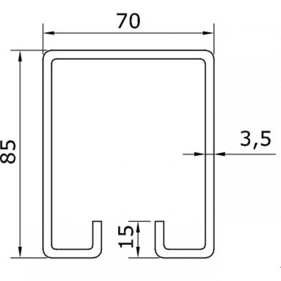 Dibujo técnico raíl superior U-70