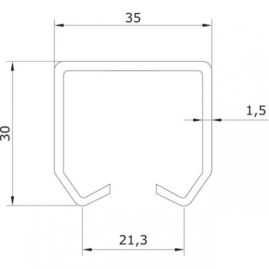 Dibujo técnico raíl superior U-30