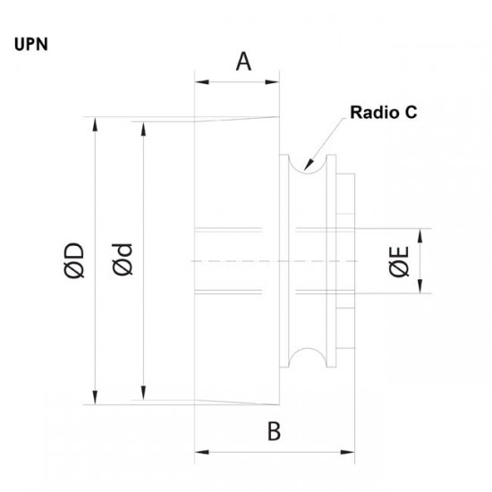 Plano rodillo guía UPN