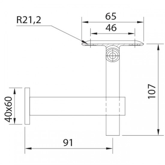 Dibujo técnico soporte pared ajustable