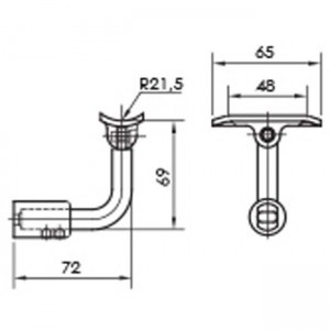 Dibujo técnico soporte pasamanos inox ajustable