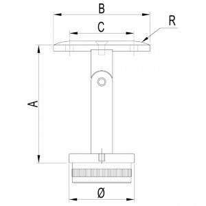 Dibujo técnico Soporte ajustable 3 piezas