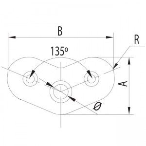 Dibujo técnico Chapa superior soporte 135º