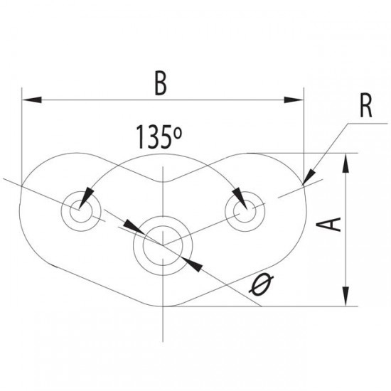 Dibujo técnico Chapa superior soporte 135º