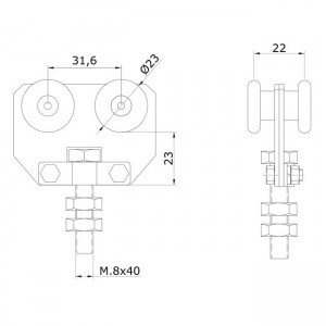 Rollapar doble U-30 nylon desmontable