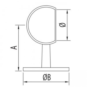 Dibujo técnico Soporte abrazadera redondo final