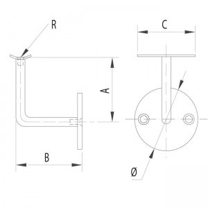 Dibujo técnico Soporte pared 90º 3 piezas